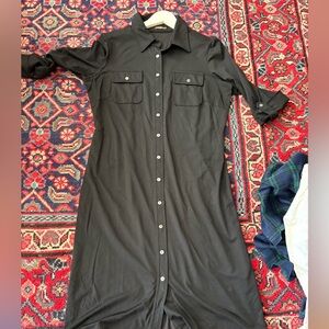 J. McLaughlin Button Up Shirt Dress Black Size Medium Classic and Preppy